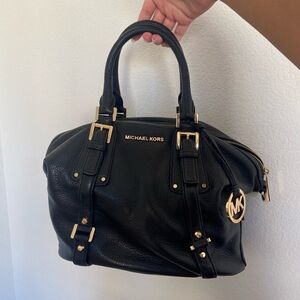 Michael Kors Black Bedford Black Leather with Gold buckles